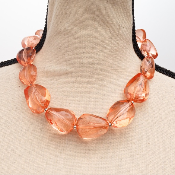 Peach fuzz beaded jewelry set with somewhat transparent Carol for Eva Graham - Picture 1 of 11